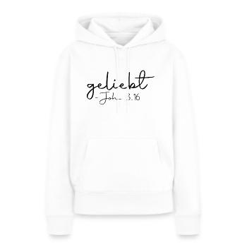 bien-aimé - Sweat à capuche Premium bio Femme - blanc - Devant - Julia (174cm)