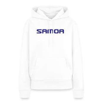 Logo des Samoa - Polynésie - Mers du Sud - Sweat à capuche Premium bio Femme - blanc - Devant - Julia (174cm)