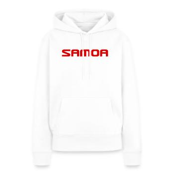 Samoa - Rugby - Mers du Sud - Polynésie - Sweat à capuche Premium bio Femme - blanc - Devant - Julia (174cm)