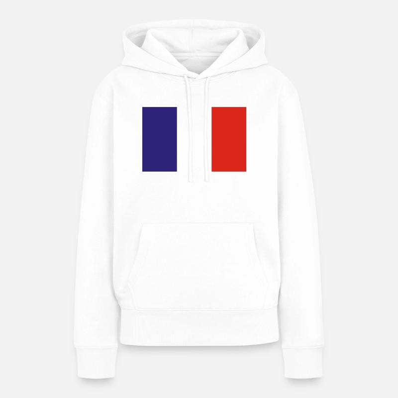 France - Sweat à capuche Premium bio Femme - blanc