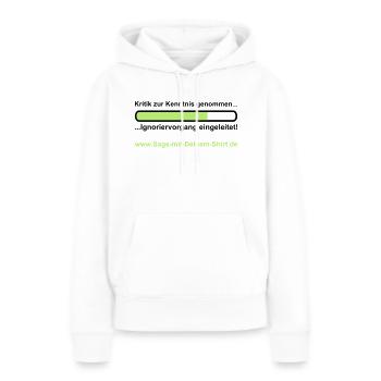 Ignoriervorgang - Promotion - Sweat à capuche Premium bio Femme - blanc - Devant - Julia (174cm)
