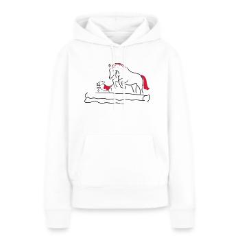 Springpferd mit Hund - Frauen Premium Bio Hoodie - Weiß - Vorne - Julia (174cm)
