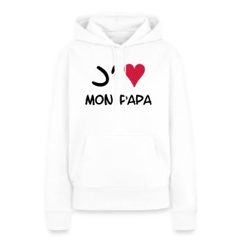 J'aime mon papa ! - Sweat à capuche Premium bio Femme - blanc - Devant - Julia (174cm)