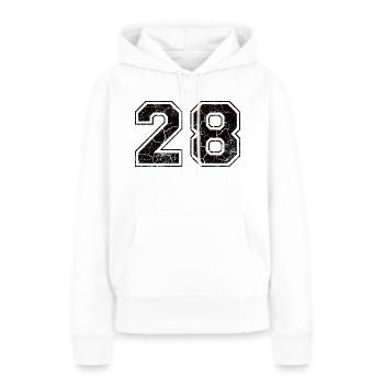 Paie 28 in Used Look - Sweat à capuche Premium bio Femme - blanc - Devant - Julia (174cm)