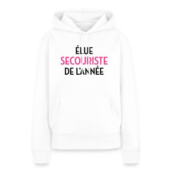 Secourisme / Secouriste / Secours / Secourir - Sweat à capuche Premium bio Femme - blanc - Devant - Julia (174cm)