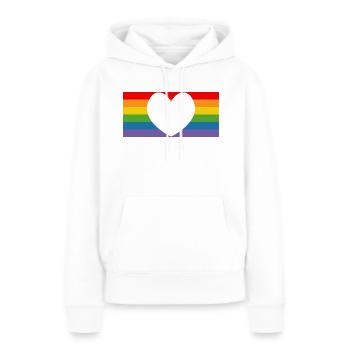 drapeau arc-en-ciel de la fierté - Sweat à capuche Premium bio Femme - blanc - Devant - Julia (174cm)