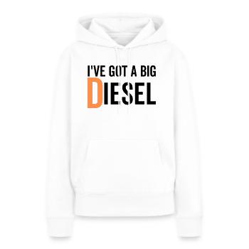 J’ai un gros diesel - Sweat à capuche Premium bio Femme - blanc - Devant - Julia (174cm)