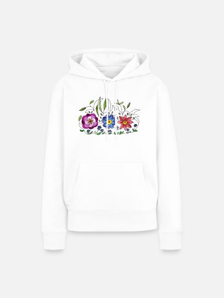 Blumen - Frauen Premium Bio Hoodie - Weiß