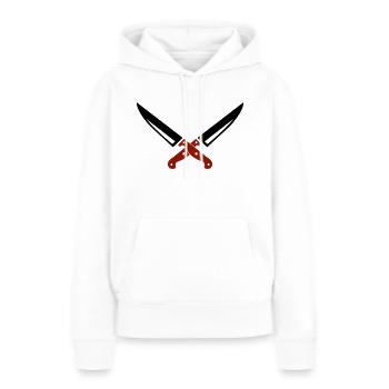 Couteau 01 - Sweat à capuche Premium bio Femme - blanc - Devant - Julia (174cm)