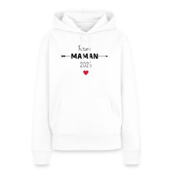 Werdende Mama 2025 - Frauen Premium Bio Hoodie - Weiß - Vorne - Julia (174cm)