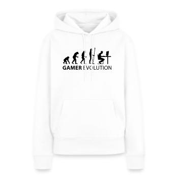 evolution_born_gamer - Sweat à capuche Premium bio Femme - blanc - Devant - Julia (174cm)
