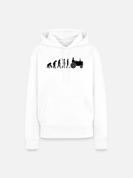 Evolution Tractor - Frauen Premium Bio Hoodie - Weiß