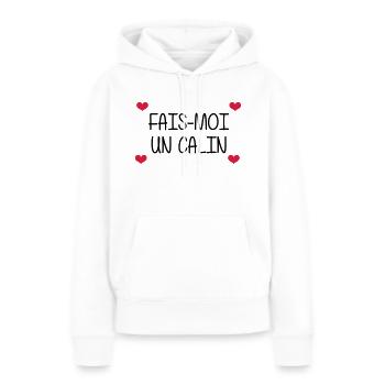 Fais-moi un calin - Sweat à capuche Premium bio Femme - blanc - Devant - Julia (174cm)