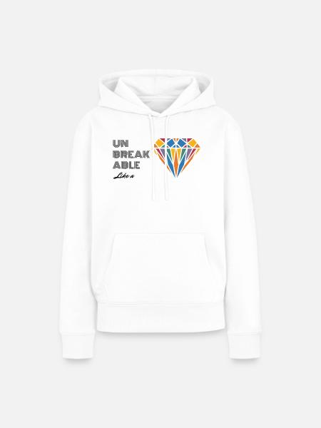 UNBREAKABLE DIAMOND - Frauen Premium Bio Hoodie - Weiß