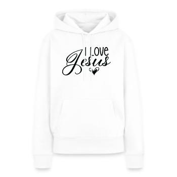 I Love Jesus - Frauen Premium Bio Hoodie - Weiß - Vorne - Julia (174cm)
