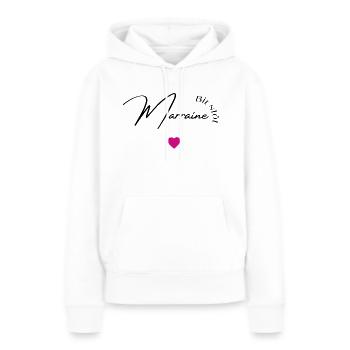 bientôt marraine - Sweat à capuche Premium bio Femme - blanc - Devant - Julia (174cm)