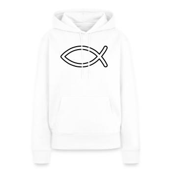 Jesus Fisch Symbol - Frauen Premium Bio Hoodie - Weiß - Vorne - Julia (174cm)