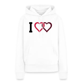 I love - Sweat à capuche Premium bio Femme - blanc - Devant - Julia (174cm)