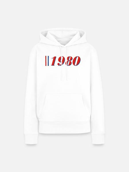 Jahr 1980 - Frauen Premium Bio Hoodie - Weiß