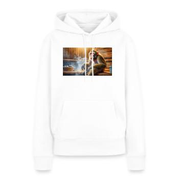 Jeu de mots : expression ambiguë – Affenhitze (chaleur) - Sweat à capuche Premium bio Femme - blanc - Devant - Julia (174cm)