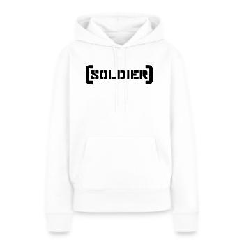 Timbre Soldat Logo Guerre Général Combattant de la Liberté - Sweat à capuche Premium bio Femme - blanc - Devant - Julia (174cm)