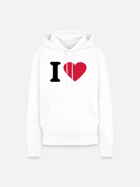 I Herz - Frauen Premium Bio Hoodie - Weiß