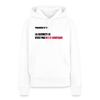PARADOXE geometrie - Sweat à capuche Premium bio Femme - blanc - Devant - Julia (174cm)