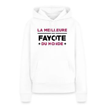 Fayot / Fayote / Humour / Prof / Ecole / Patron - Sweat à capuche Premium bio Femme - blanc - Devant - Julia (174cm)