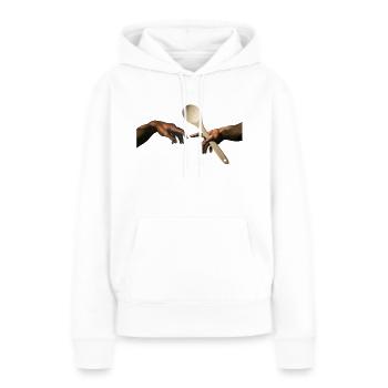 Cuillère en bois Michel-Ange - Sweat à capuche Premium bio Femme - blanc - Devant - Julia (174cm)