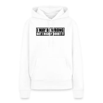 Je peux me tromper - Sweat à capuche Premium bio Femme - blanc - Devant - Julia (174cm)