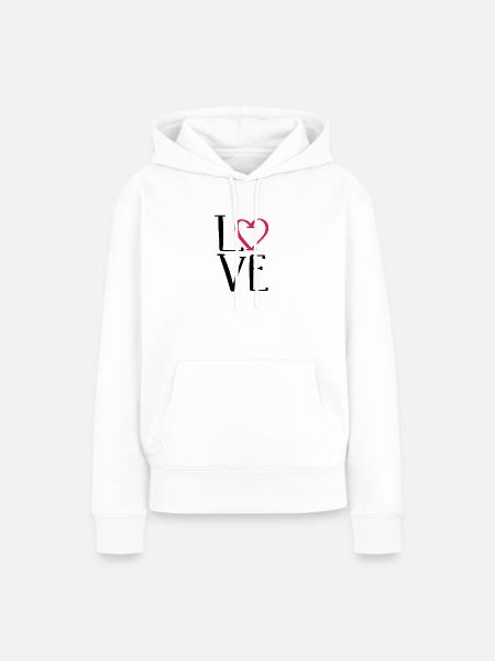Love - Frauen Premium Bio Hoodie - Weiß