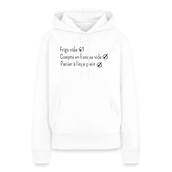panier à linge plein humour - Sweat à capuche Premium bio Femme - blanc - Devant - Julia (174cm)