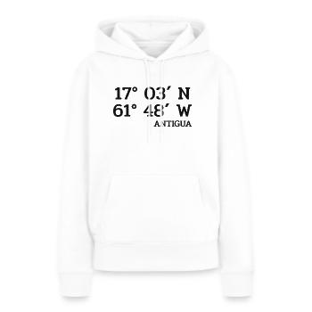 Coordonnées Antigua - Coordonnées - Caraïbes - Sweat à capuche Premium bio Femme - blanc - Devant - Julia (174cm)