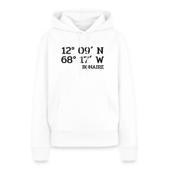 Coordonnées Bonaire - Coordonnées - Caraïbes - Sweat à capuche Premium bio Femme - blanc - Devant - Julia (174cm)
