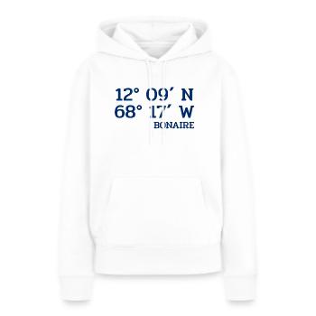 Coordonnées Bonaire - Coordonnées - Caraïbes - Sweat à capuche Premium bio Femme - blanc - Devant - Julia (174cm)