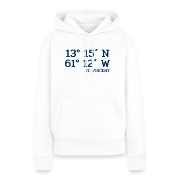 Coordonnées Saint-Vincent - Koordinaten West Indies - Sweat à capuche Premium bio Femme - blanc - Devant - Julia (174cm)