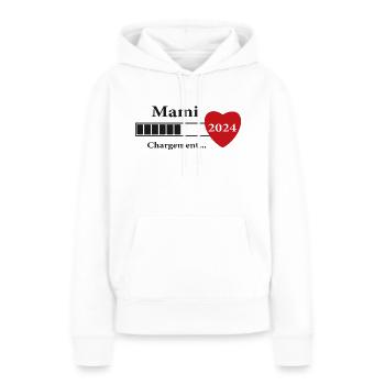 mami - futur mami chargement - Sweat à capuche Premium bio Femme - blanc - Devant - Julia (174cm)