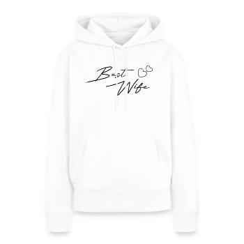 Best Wife Design noir - Sweat à capuche Premium bio Femme - blanc - Devant - Julia (174cm)