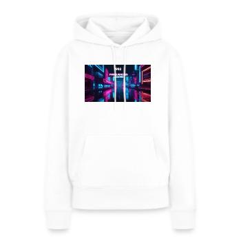 FRÉQUENCES CHARGÉES - Sweat à capuche Premium bio Femme - blanc - Devant - Julia (174cm)