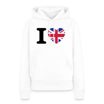 I love UK - Frauen Premium Bio Hoodie - Weiß - Vorne - Julia (174cm)