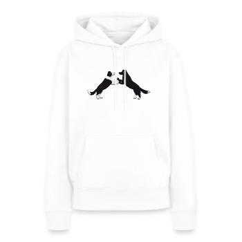 dog dancing pixel Border Collies - Frauen Premium Bio Hoodie - Weiß - Vorne - Julia (174cm)