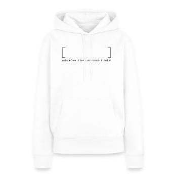 Werbung - Frauen Premium Bio Hoodie - Weiß - Vorne - Julia (174cm)