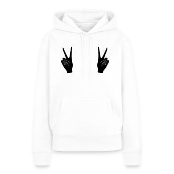 Signe de la main de la victoire noire Paix - Sweat à capuche Premium bio Femme - blanc - Devant - Julia (174cm)