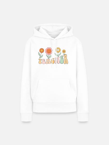 Groovy Blumenlehrerin - Frauen Premium Bio Hoodie - Weiß