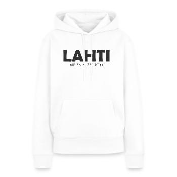 Lahti - Finland - Coordinates - Longitude Latitude - Women’s Premium Organic Hoodie - white - Front - Julia (174cm)