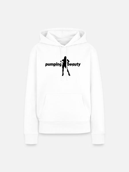 pumping beauty logo - Frauen Premium Bio Hoodie - Weiß