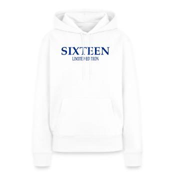 16e anniversaire 16 ans seize - Sweat à capuche Premium bio Femme - blanc - Devant - Julia (174cm)