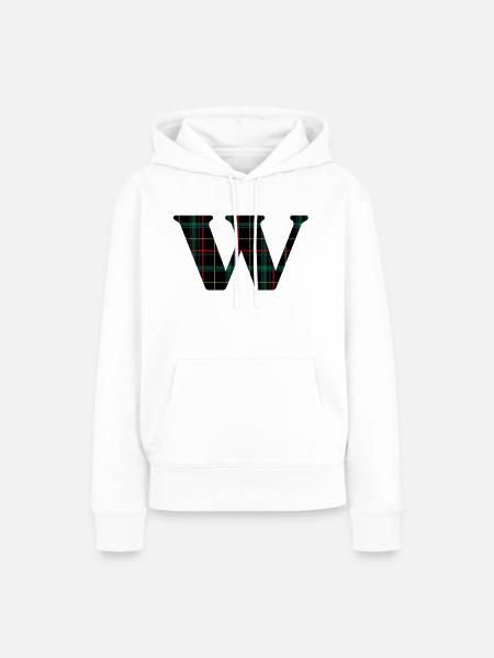 Monogramm mit schottischem Tartan - Frauen Premium Bio Hoodie - Weiß