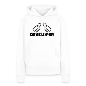 Entwickler - Frauen Premium Bio Hoodie - Weiß - Vorne - Julia (174cm)