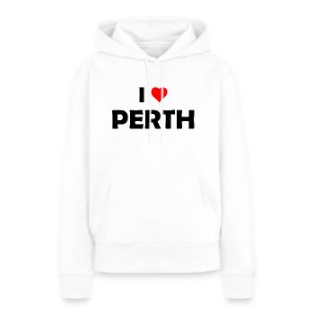 J’adore Perth - Australie - Australien - Aussie - Sweat à capuche Premium bio Femme - blanc - Devant - Julia (174cm)